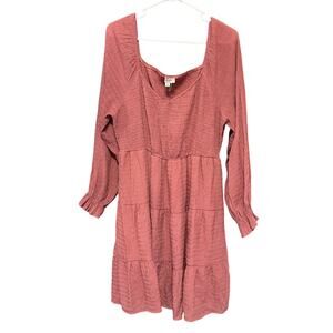 Beautiful Andree by Unit Mauve Tiered Scrunched L/S Dress 2x‎